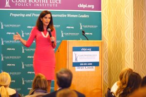 Kate Obenshain speaking at CBLPI's NC Women's Summit